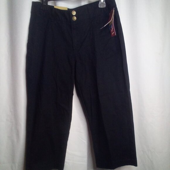 Merona Cropped Pants 10 Fit 1 Below Waist Relaxed Hip Black - Picture 1 of 14